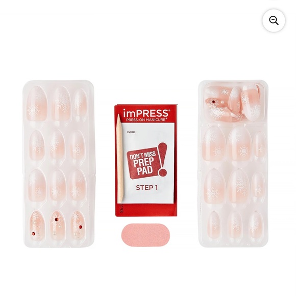 KISS imPRESS Holiday Press on Nails, Timeless Carols, Beige, Medium Almond - Picture 4 of 5